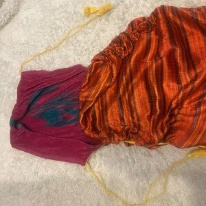 Vibrant Orange and Pink High Low Dress